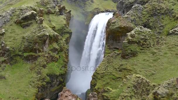 Πανέμορφο καταρράκτη στο Skoga river southhern Ισλανδία — Αρχείο Βίντεο