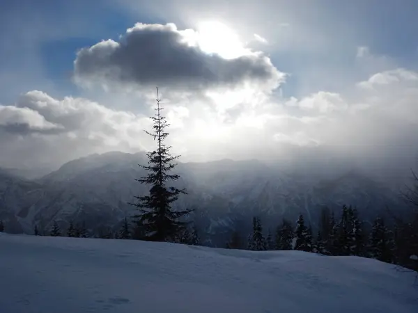 Wunderschöne Winterlandschaft in den Alpen — Stockfoto