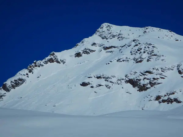 Skitouring en hermosos alpes nevados — Foto de Stock