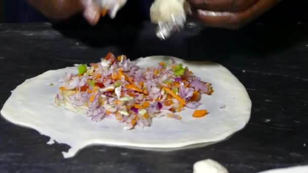 Zanzibar Pizza Una Padella Giardino Forodhani — Video Stock