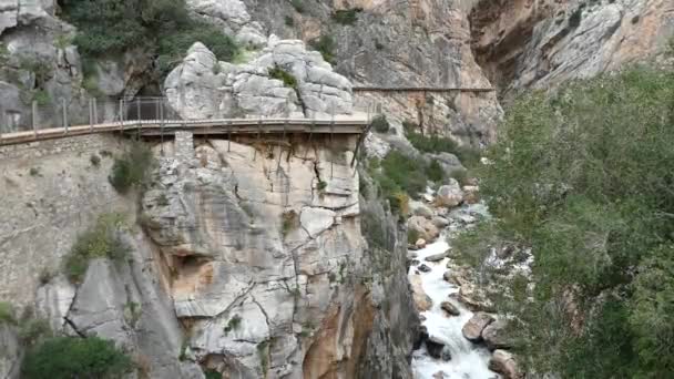 Bela Paisagem Rochosa Camino Del Rey Atel Chorro Andaluzia Espanha — Vídeo de Stock