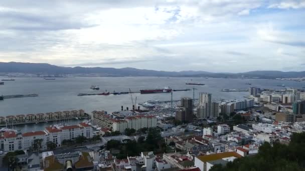 Wunderschönes Panorama Von Der Spitze Des Felsens Von Gibraltar Auf — Stockvideo