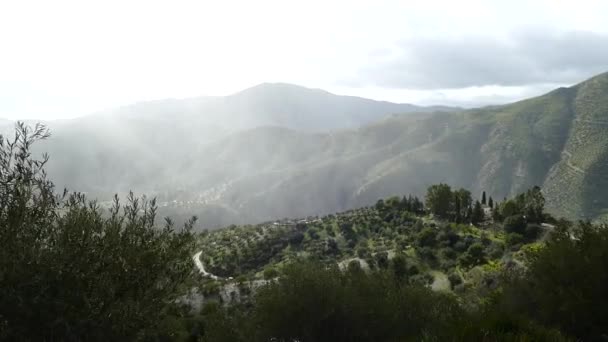 Vackert Panorama Över Bergen Runt Chorro Andalusien Spanien — Stockvideo