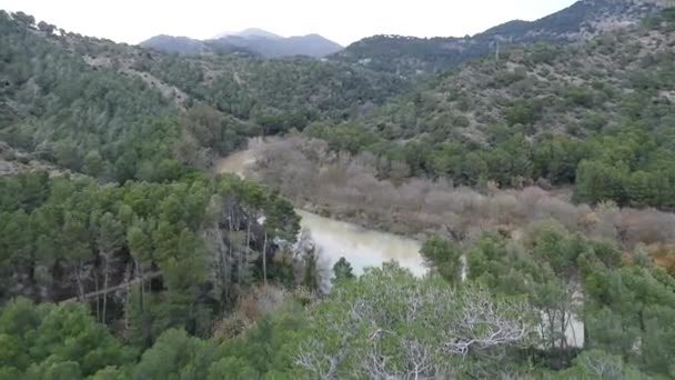 Όμορφο Ορεινό Πανόραμα Γύρω Από Chorro Στην Ανδαλουσία Της Ισπανίας — Αρχείο Βίντεο