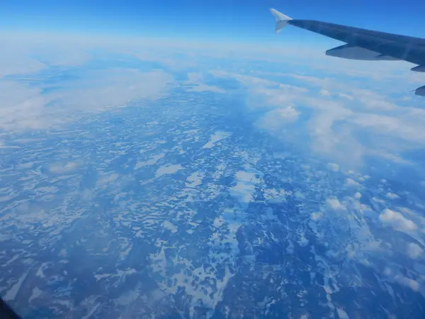 Vista Aérea Uma Paisagem Congelada Avião — Fotografia de Stock