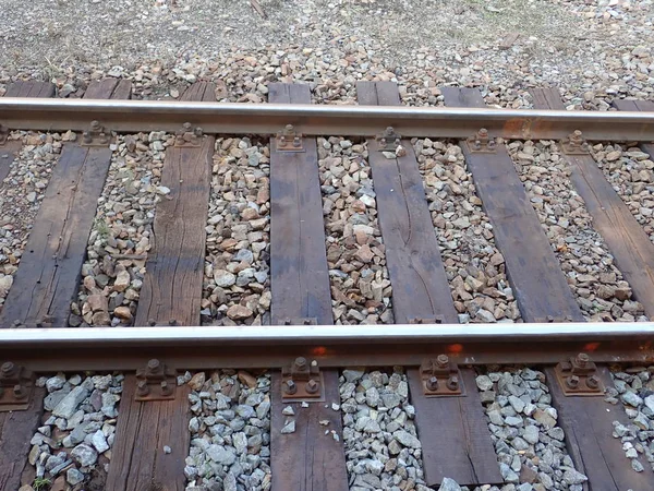 Empty iron rail for train — Stock Photo, Image