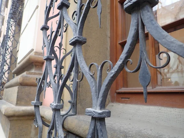 Old carved iron window cage — Stock Photo, Image