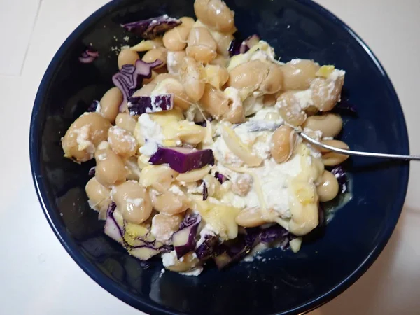Vegetable and legumes salad with cream — 스톡 사진