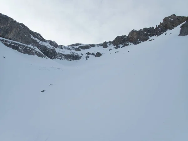冬季高山风景，在澳大利亚的灰背阿尔卑斯山中滑行 — 图库照片