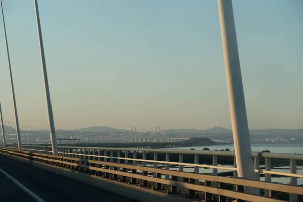 Διάσημη Μακρύτερη Ευρωπαϊκή Γέφυρα Ponde Vasco Gama Στο Lisbon Portugal — Φωτογραφία Αρχείου