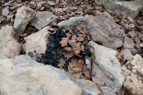 Detalle Una Chimenea Aire Libre Sin Fuego Madera —  Fotos de Stock