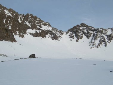 Kuhtai austria otztal alplerde sıçrayan güzel güneşli kış manzarası