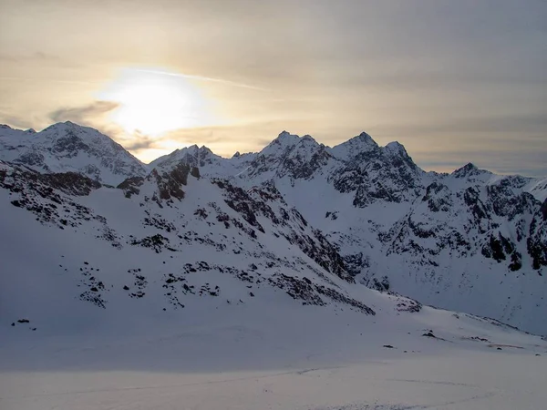 Kuhtai Austria Otztal Alplerde Sıçrayan Güzel Güneşli Kış Manzarası — Stok fotoğraf