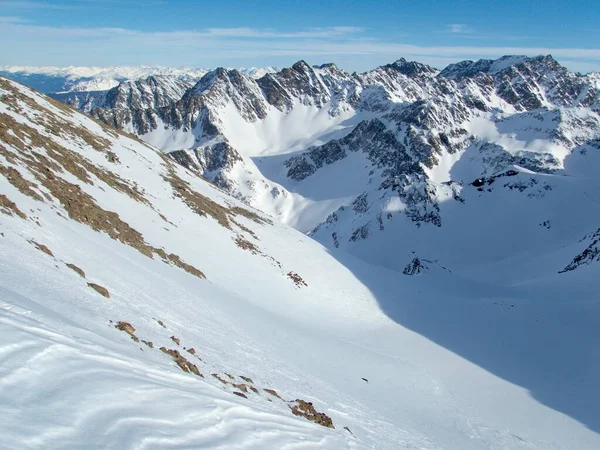 Krásná Slunná Zimní Krajina Pro Skitouring Kuhtai Rakouska Otztal Alpy — Stock fotografie