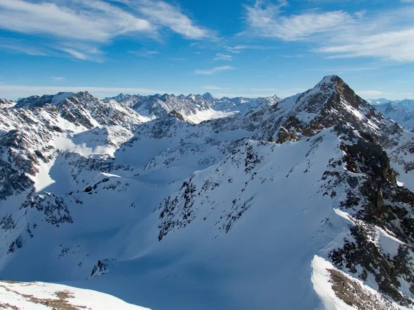 Vackert Soligt Vinterlandskap För Skitouring Kuhtai Austrien Otztal Alperna — Stockfoto