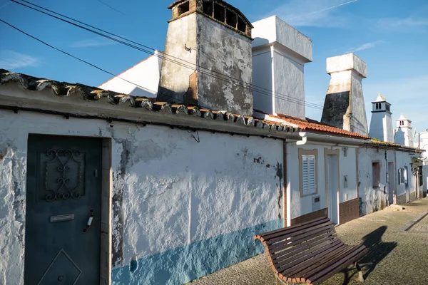 Vila Rural Portugesa Com Pequenas Casas Típicas Com Branco Azul — Fotografia de Stock