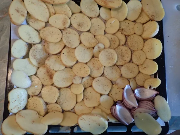 Cocina Preparación Papas Fritas Caseras Snack —  Fotos de Stock