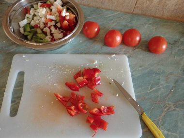 Taze sebzelerden yapılmış bir Balkan Sadad 'ın ev yapımı mutfağı