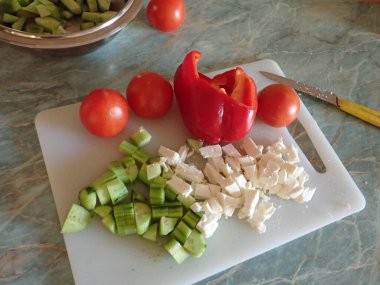 Taze sebzelerden yapılmış bir Balkan Sadad 'ın ev yapımı mutfağı