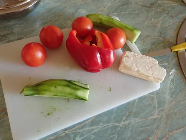 Cozinha Preparação Caseira Sadad Balkan Verduras Frescas — Fotografia de Stock