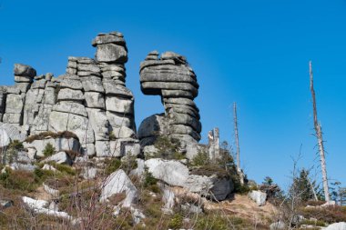 İlkbaharda Czech sınırındaki güzel dağ sırtı sumavası
