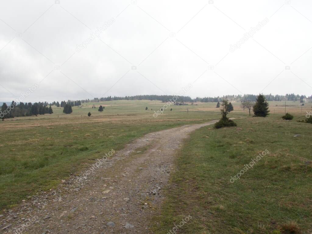 natural landscape in chech ore mountains in western bohemia