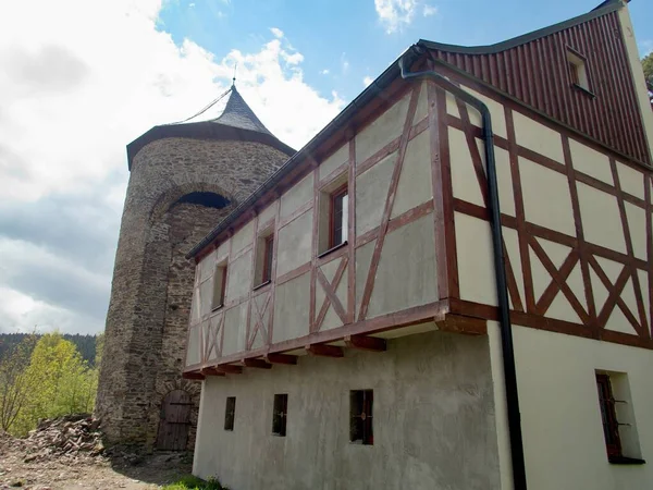 Torre Freudenstein Castello Riun Jachymov Boemia Occidentale Montagne Minerale — Foto Stock