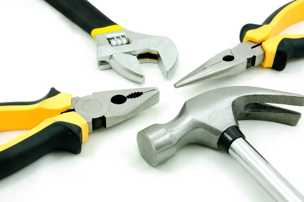 Kit de herramientas de martillo, retorsión ajustable y alicates —  Fotos de Stock