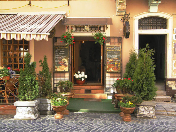 Romantic street restaurant sidewalk cafe