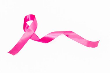 Beyaz arkaplanda izole edilmiş pembe kurdele