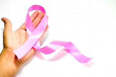 Pembe kumaş yandan, beyaz arka plan, campai kavramı şerit