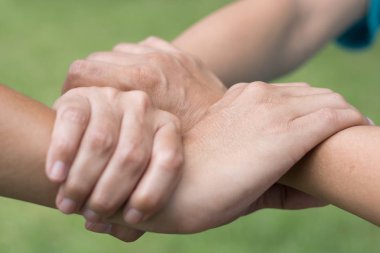 Üç el yumuşak odak olduğunu teamwo işbirliği kavramı