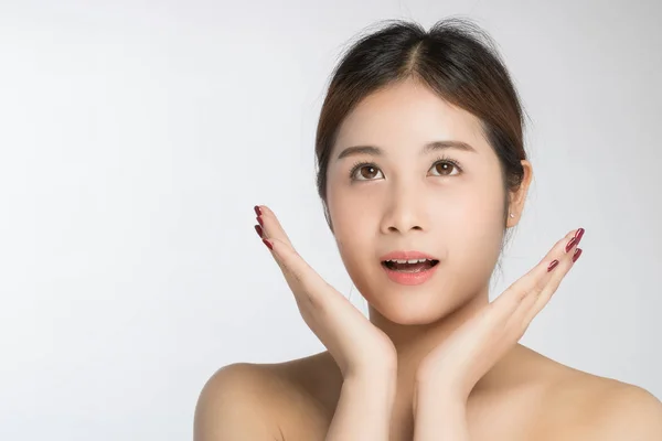 Attractive beautiful asian woman skin care on white background — Stock Photo, Image