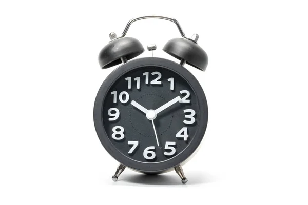 Beyaz arkaplanda siyah alarm saati — Stok fotoğraf
