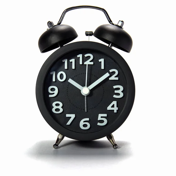 Beyaz arkaplanda siyah alarm saati — Stok fotoğraf