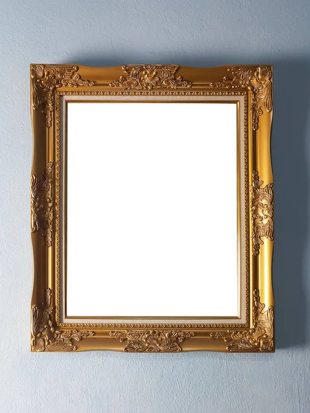 Vintage style wooden picture frame painted on the wall with light and shadow.