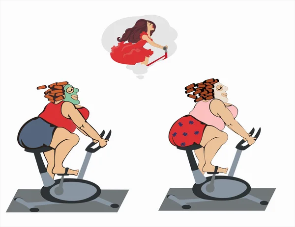 Fat girls are trainin on the bicycle Vector Graphics
