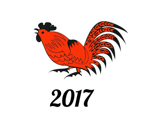 Rooster in red and black colors — Stock Vector