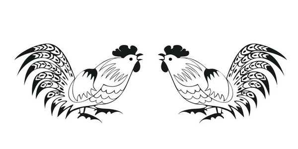 Fighting cocks on a white background — Stock Vector