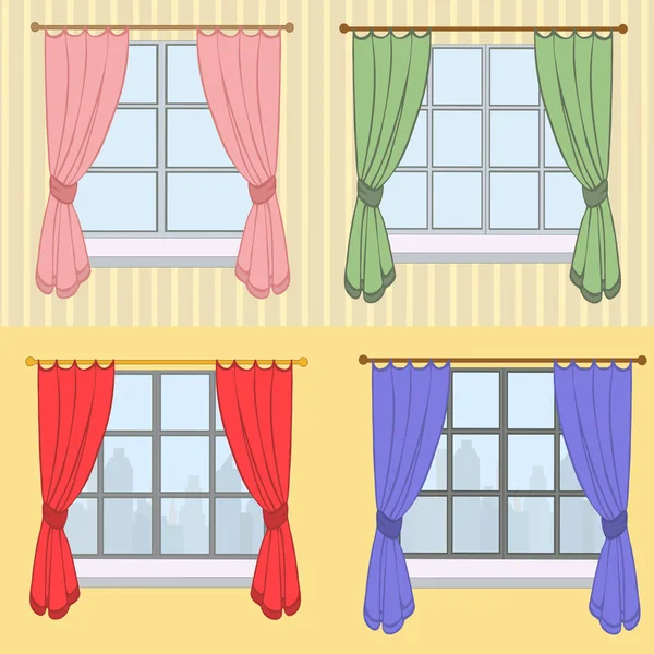 Különböző színű függöny szett — Stock Vector