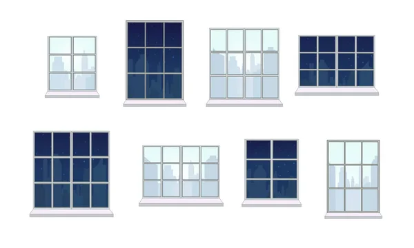 Samling av olika fönster kompositioner — Stock vektor