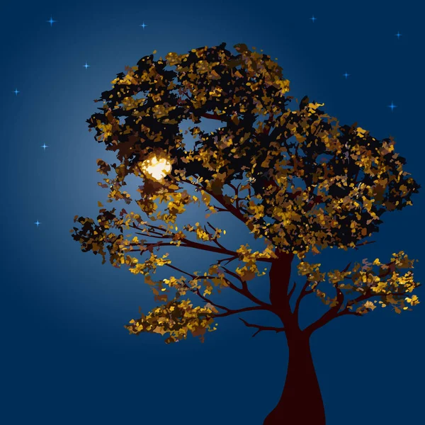 Animado: arbol de otoño | Árbol de otoño triste — Vector de stock