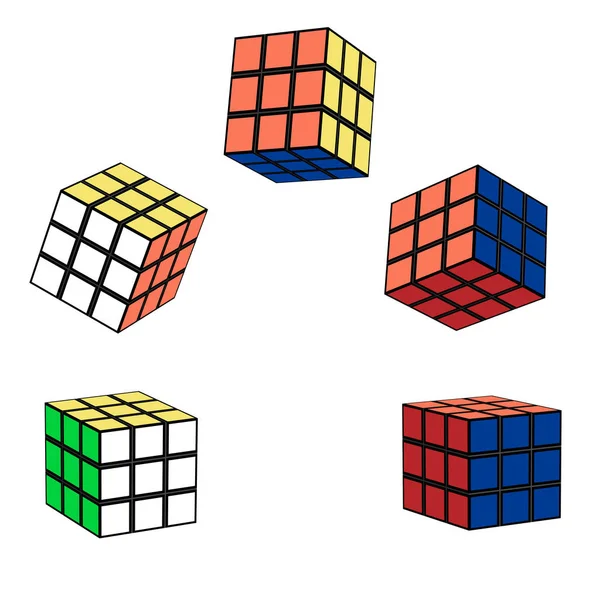 El cubo de Rubiks en vuelo — Vector de stock