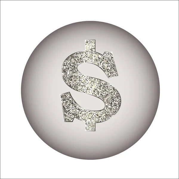 Dollar gemaakt van zilver of platina — Stockvector