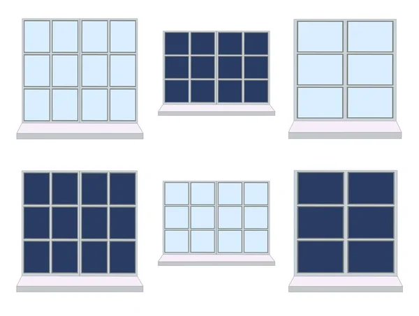 Vektor sor különböző ablak kompozíciók — Stock Vector