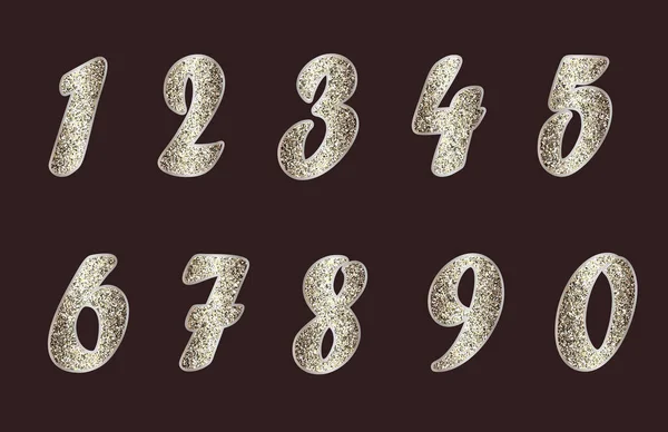 Conjunto de números en tonos dorados — Vector de stock