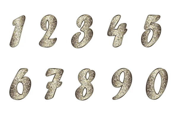 Set of numbers in golden-brown tones — Stock Vector