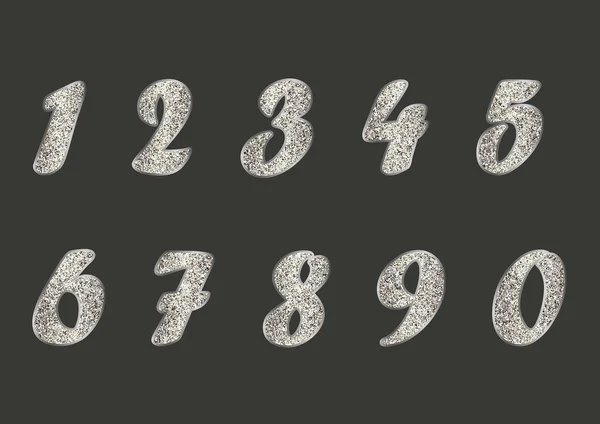 ชุดของตัวเลขสีทองอ่อนบนพื้นหลังสีเทาเข้ม — ภาพเวกเตอร์สต็อก