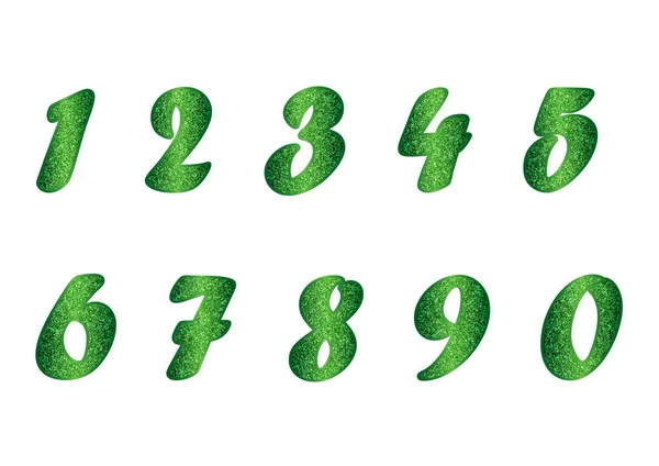 Zahlensatz in Smaragdtönen — Stockvektor