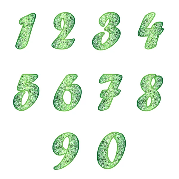 ชุดตัวเลขในโทนสีเขียว — ภาพเวกเตอร์สต็อก